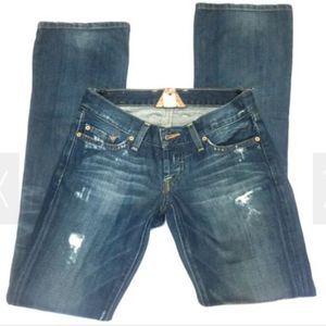 Lucky Brand Womens Jeans Button Fly Distress Dark Wash Size 00/24 Boot Cut